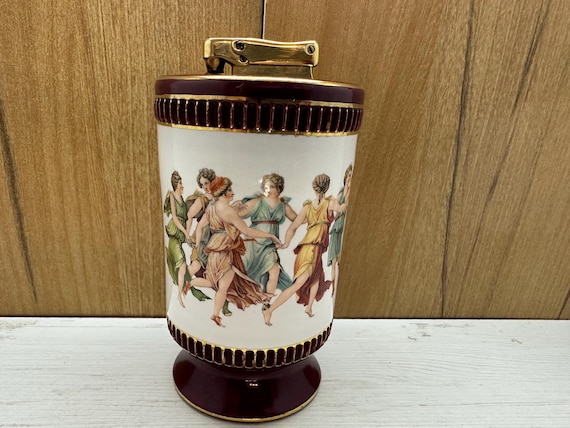 Vintage Hand Made Colibri Table Lighter Porcelain Ceramic Florentine Italy  Unique Rare Old Collectible