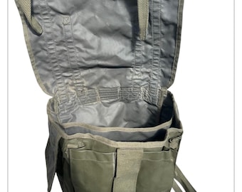 Vintage Military French Army Rubberised Army Rucksack Haversack Bag Soldier Equipment Backpack Straps Unique Rare Old
