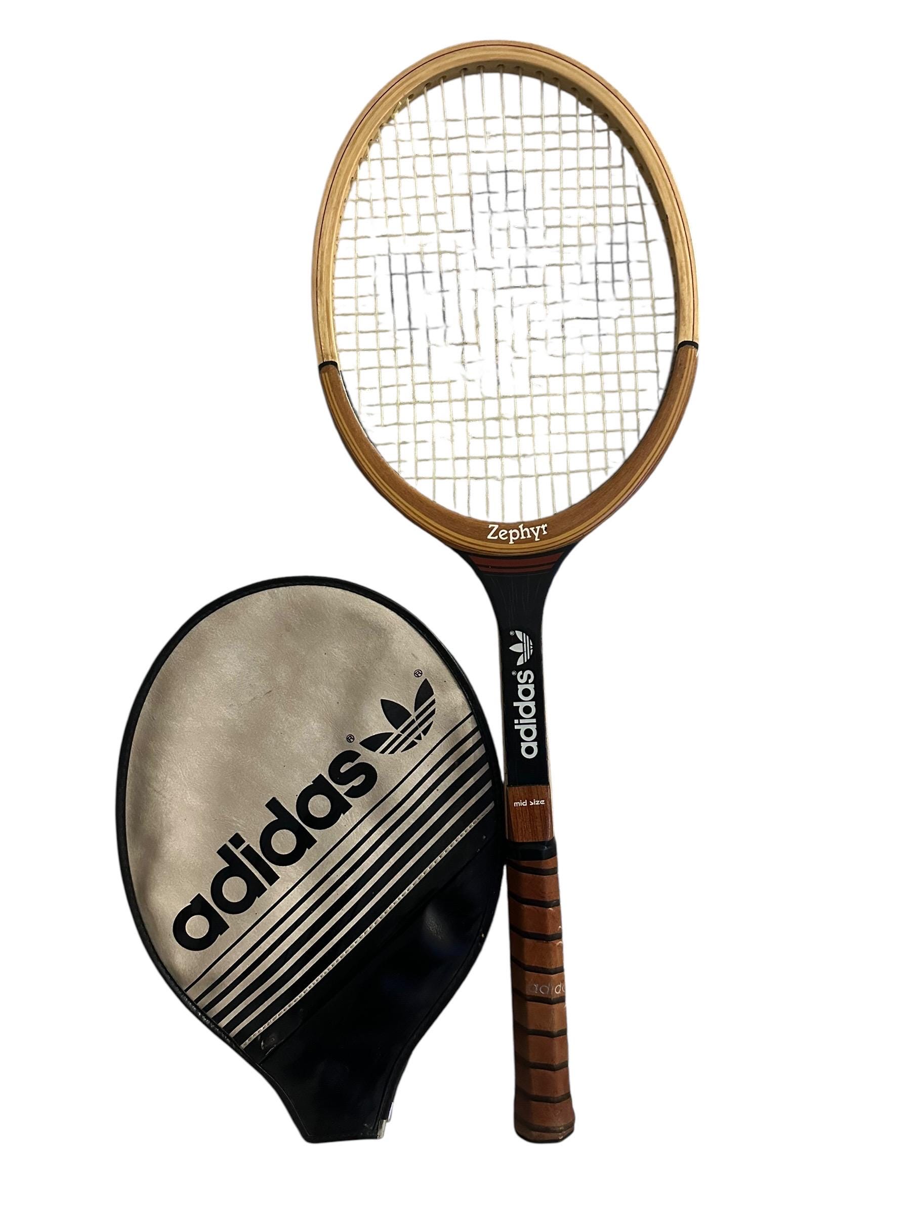 Vintage Wooden Antique Original Tennis Racquet Adidas Zephyr Mid