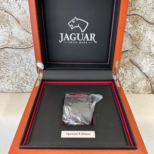 Jaguar Watch Box Special Edition Swiss Made Wooden Leather Black Orange Large EMPTY Watch Box Heavy