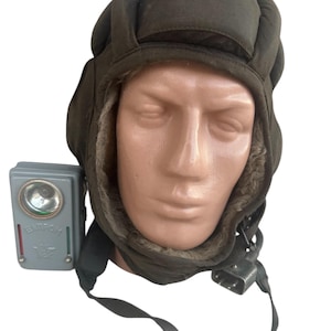 Vintage Military Army Winter Soldier Tankman Tanker Tank Unique Headset Old Unique Collectible with Vintage Flashlight Full Set