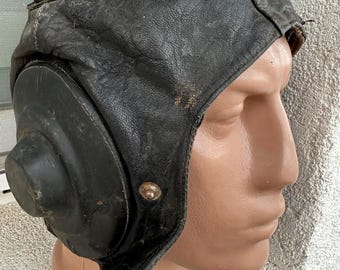 Genuine Military Vintage Army Helmet Tankman Tanker Tank Genuine Leather Unique Soldier Equipment 1980