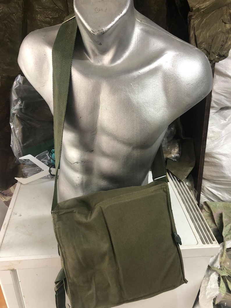 Véritable sac à bandoulière de l'armée militaire, sac à dos, sac à dos, neuf, toile vintage unisexe image 3