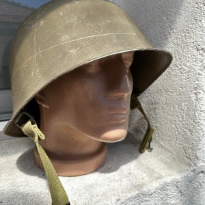 Casco militar antiguo Mo F1 TTA Otan HR 1955 OTAN Ejército francés Equipo de soldado Acero al manganeso Muy raro Increíble Granulado Verde caqui