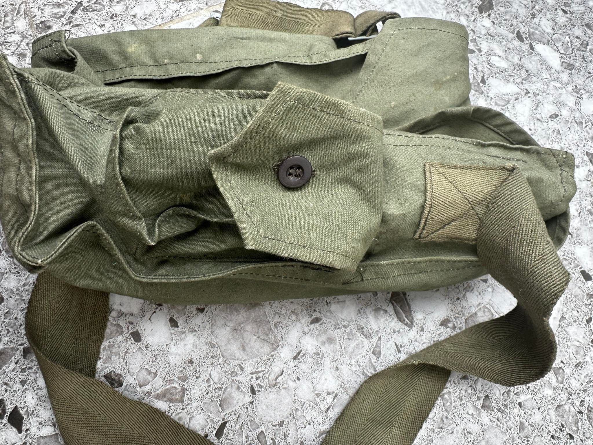 Vintage Genuine Military Shoulder Bag Haversack Tarpaulin