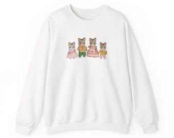 Calico Critters kittens crewneck sweatshirt, large print | cute cats | vintage design | sizes small to 5X