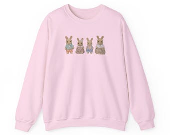 Calico Critters bunnies crewneck sweatshirt, large print | cute rabbits | vintage design | sizes small to 5X