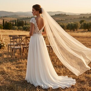 cap sleeve backless dress Cap sleeves Modern Backless Lace Ivory Court Train Beach Wedding Dress