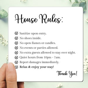 Airbnb House Rules Magnet, Rental Rules Sign for Airbnb Hosts, Airbnb Sign