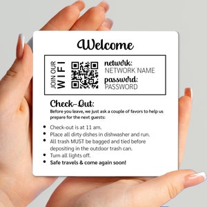 Zasady wymeldowania z listy Airbnb Checkout Magnet, kod QR Wi-Fi dla gospodarzy Airbnb i VRBO