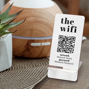 Acrylic Wifi QR Code Sign: Airbnb Wi-fi Password Display