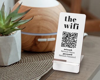 Acrylic Wifi QR Code Sign: Airbnb Wi-fi Password Display