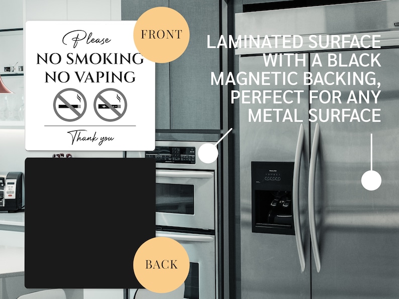 Airbnb No Smoking Sign, No Smoking Magnet for Airbnb and VRBO Hosts, Vacation Rental Sign, No Cigarette Sign