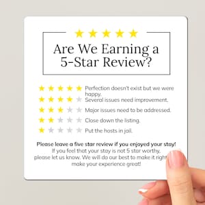 AirBnb Rating Magnet, Host Feedback Magnet, Cartello di recensione a 5 stelle per host Airbnb e VRBO