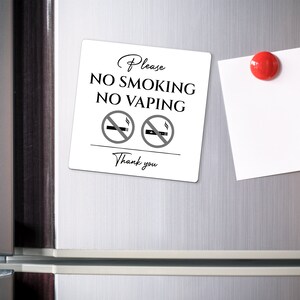 Airbnb No Smoking Sign, No Smoking Magnet for Airbnb and VRBO Hosts, Vacation Rental Sign, No Cigarette Sign