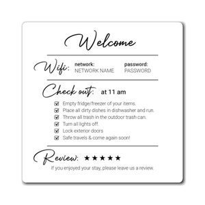 Airbnb Checkout Magnet, Wifi Password Sign & Check Out Rules for Airbnb and VRBO Hosts image 3