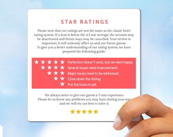 5 Star Magnet for Airbnb Hosts, Star Rating Review Magnet