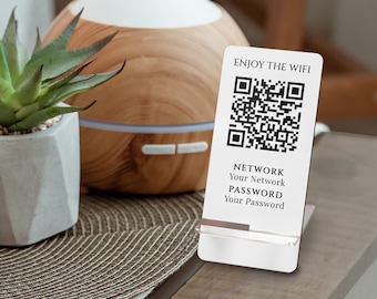 Airbnb Wifi Sign, QR Code Sign, Wifi Password for Home, Wifi Gift, Acrylic Wifi Sign for Gifts