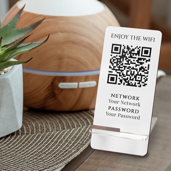 Airbnb Wifi Sign, QR Code Sign, Wifi Password for Home, Wifi Gift, Acrylic Wifi Sign for Gifts