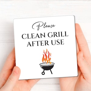 Clean Grill Airbnb Magnet, Airbnb Host Signage, House Rules Sign for Airbnb and VRBO Hosts