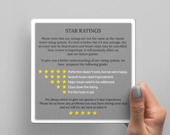 Airbnb Review Magnet, 5 Star Rating Review Magnet for Vacation Rental Hosts