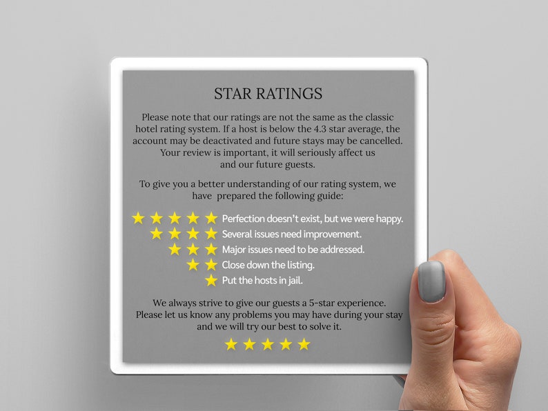 Airbnb Review 5 Star Rating Review for Vacation Etsy