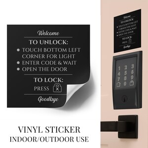 Self-Check Instruction Vinyl Sticker: Airbnb, VRBO Smart Digital Door Lock Sign