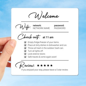 Airbnb Checkout Magnet, Wifi Password Sign & Check Out Rules for Airbnb and VRBO Hosts image 1