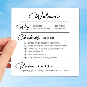 Airbnb Checkout Magnet, Wifi Password Sign &  Check Out Rules for Airbnb and VRBO Hosts