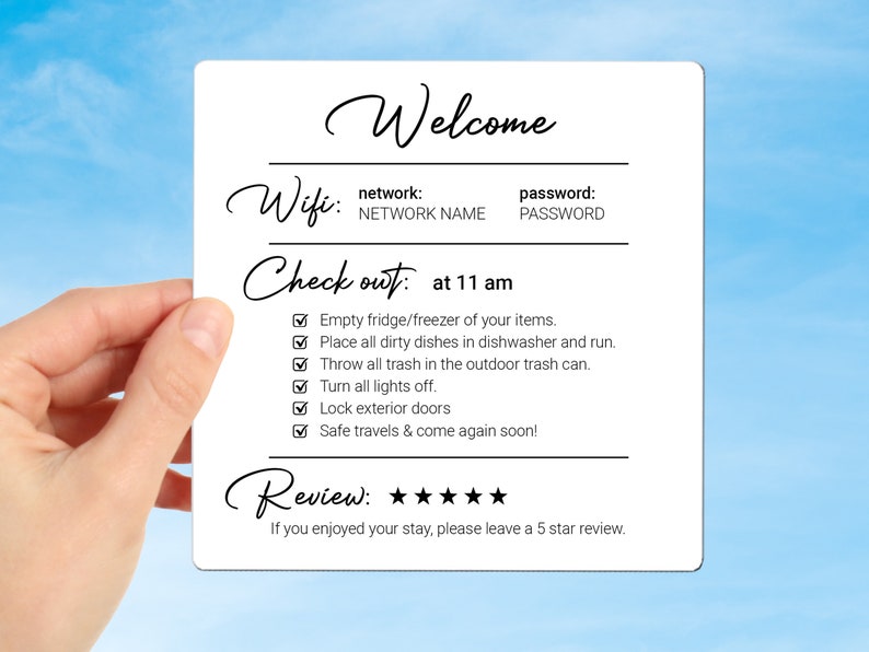 Airbnb-Checkout-Magnet, WLAN-Passwort-Anmelde und Checkout-Regeln für Airbnb und VRBO-Gastgeber Bild 1