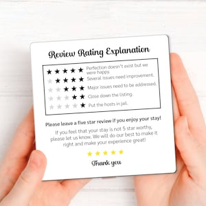 AirBnb Review Magnet, Host Rating Explanation Magnet, 5 Star Magnet for Airbnb and VRBO Hosts