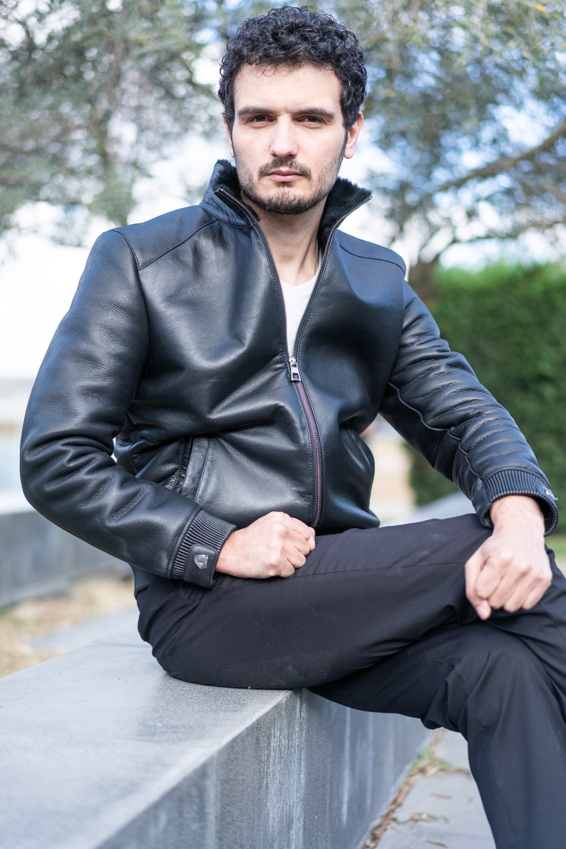 Black Lambskin Leather Jacket for Men Mens Leather Jackets Etsy