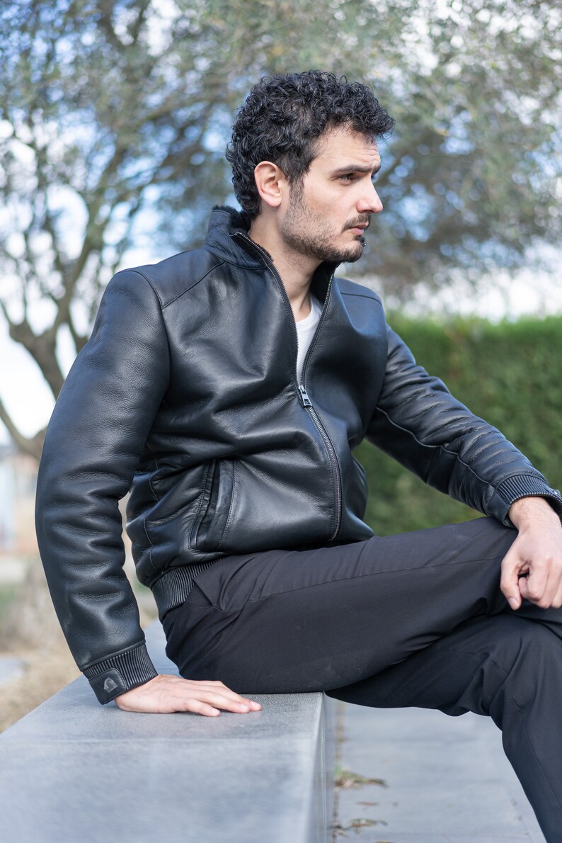Black Lambskin Leather Jacket for Men Mens Leather Jackets Etsy