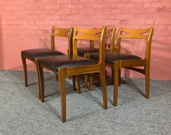 Set of Four Nathan Mid Century Teak Dining Chairs.