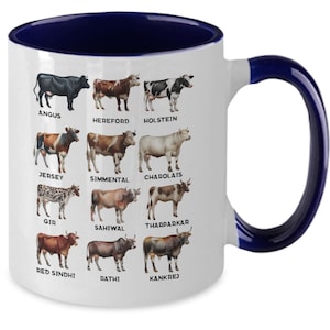 Cow breeds two tone 11oz mug| cottage core| birthday gift for farmerdad