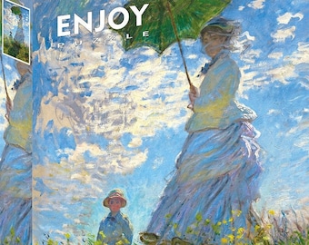 クロード・モネ作「日傘をさす女性」木製ジグソーパズル。大人向けの
