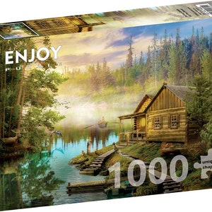 Legpuzzel van 1000 stukjes - Een blokhut aan de rivier