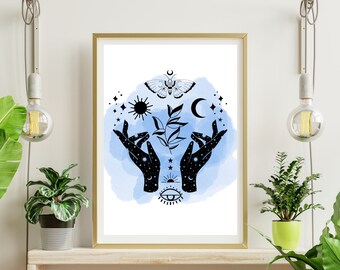 Hands of a Witch printable art, instant download witchy art, celestial art, gifts for her, witchy printable art, witchy gifts, witchy decor