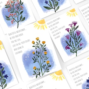 Ensemble de 4 cartes de vœux imprimables de fleurs sauvages, cartes imprimables, cartes de fleurs sauvages, citations de fleurs sauvages, cartes imprimables, cartes de fleurs imprimables