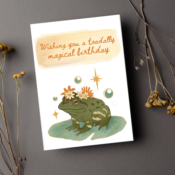 Toadally magical birthday printable card, printable cards, birthday card, printable birthday card, toads, frog, printable birthday card