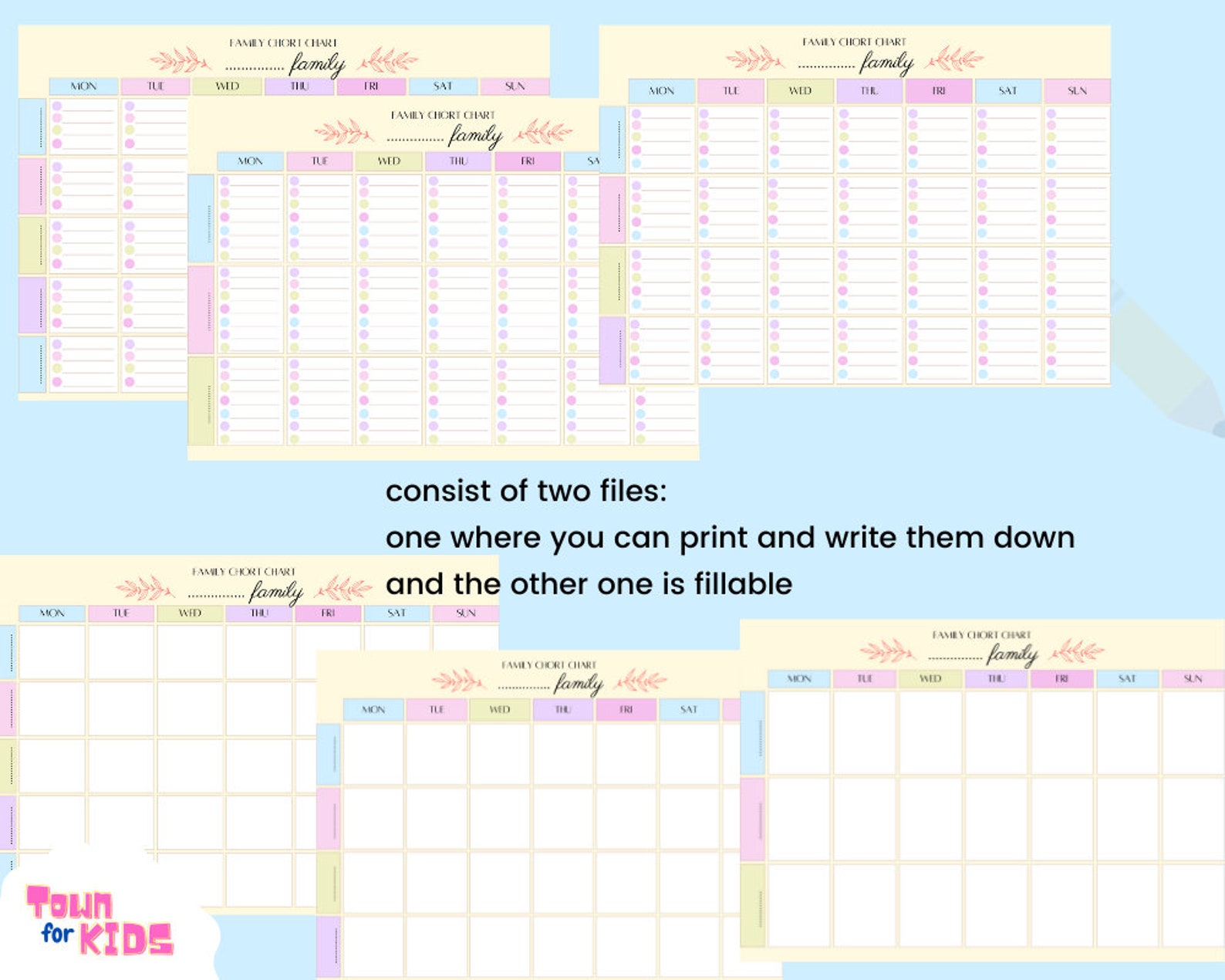 editable-family-chore-chart-family-task-list-family-task-etsy