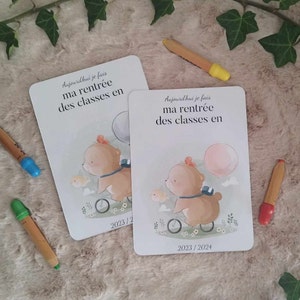 Carte personnalisée "première rentrée" scolaire, nounou, crèche, mam