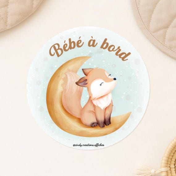 Sticker bébé à bord – Autocollant voiture bébé – Cadeau naissance original – Sticker voiture enfant animaux – Idée cadeau naissance