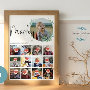 Affiche personnalisée ma première année de bébé en photo - joyeux anniversaire - 1er année - Anniversaire - souvenirs - cadeau
