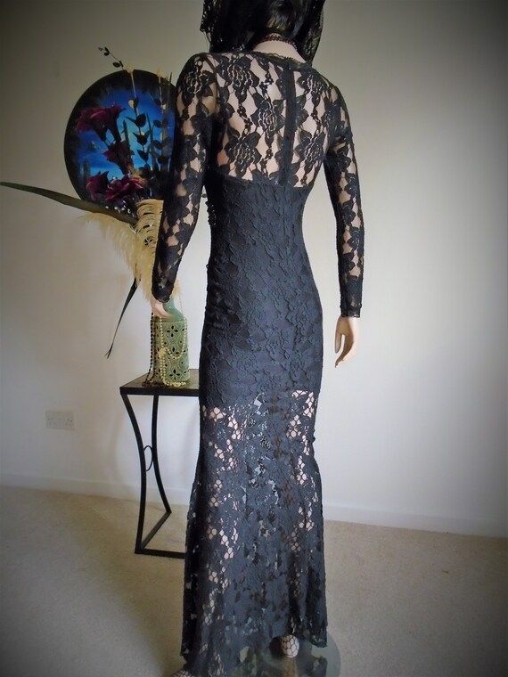 GOTHIC WEDDING Black Fishtail Dress Bustier Beade… - image 5