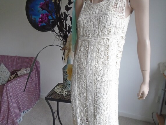 Vintage Hippie Crochet Long Dress Cream Beach Wed… - image 4