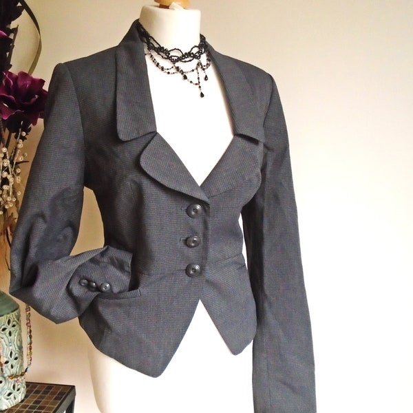 Chaqueta gótica gris negra a medida Tweed Edwardian Tux boda Vampire Ball 12