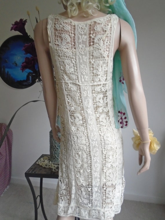 Vintage Hippie Crochet Long Dress Cream Beach Wed… - image 10