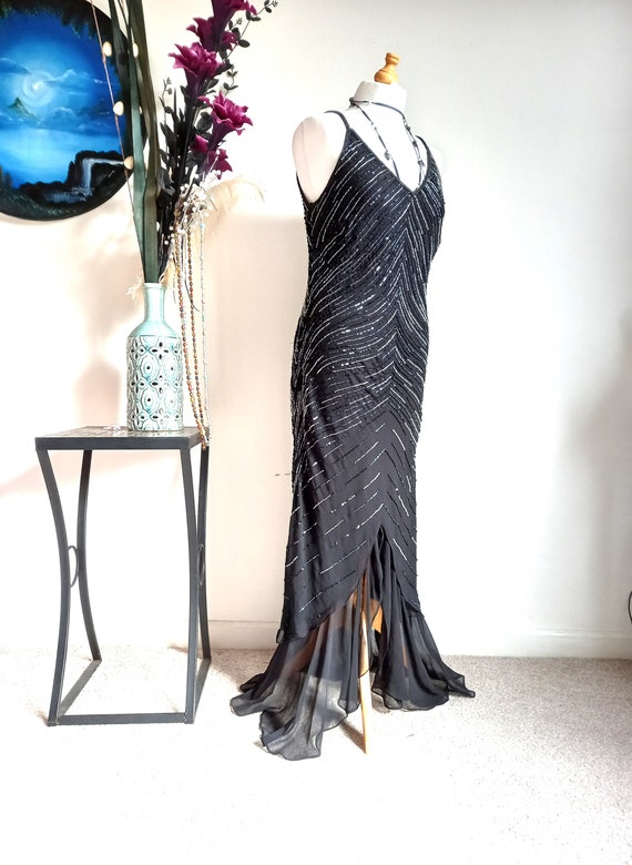 Vintage Beaded Dress Maxi Mermaid Gatsby Art Deco 