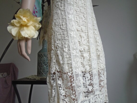 Vintage Hippie Crochet Long Dress Cream Beach Wed… - image 7